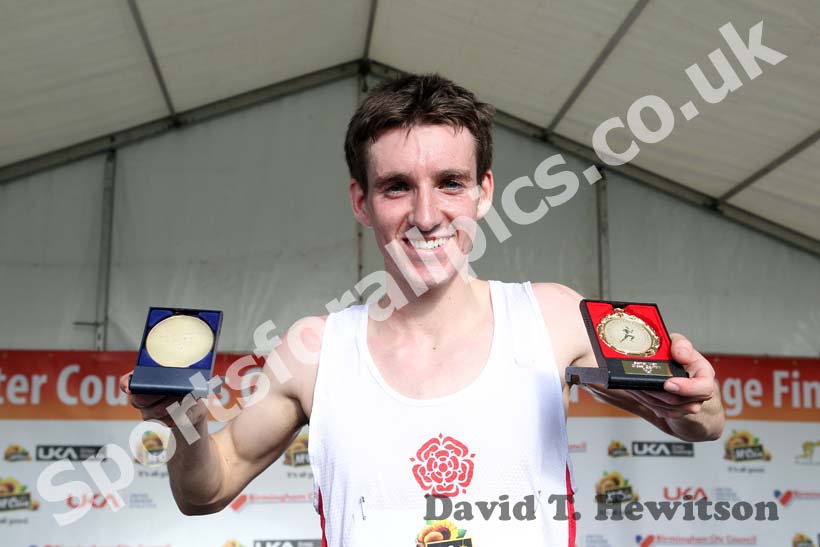 Keith Gerrard (Lancashire) wins the Senior Mens race, McCain Inter Counties Cross Country, Cofton Park, Birmingham.